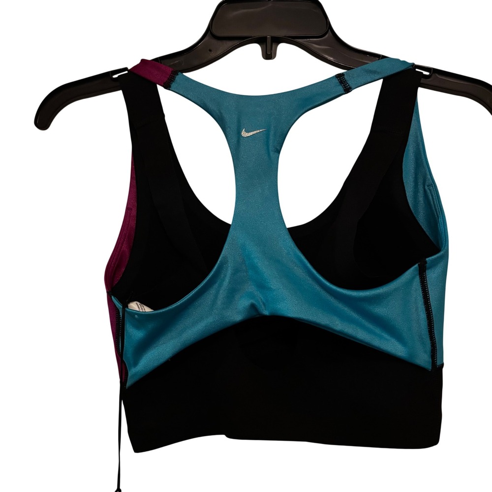 Nike Dri Fit Sports Bra Large NWT Layered Multi Color Design Light Support - Picture 2 of 4